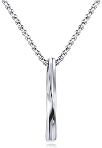 CyxenNova Kette Herren Halskette Herren, Edelstahl Goldkette Herren mit Rechteck Anhänger, Königskette Silber Herren, Titanstahl Schmuck Herren Geschenke