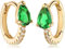 Jenosy 18K Vergoldet Ohrringe Damen Huggie Hoops Grün Kristall Ohrringe CZ Türkis Ohrringe Creolen Handmake Hypoallergenes Schmuck