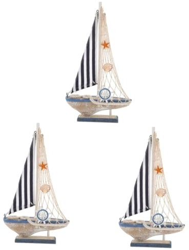NUOBESTY 3stücke Mediterranes Segelboot Dekorative Tischdeko Vintage Style Nautische Boot Figurine Für Büro Geschenkideen