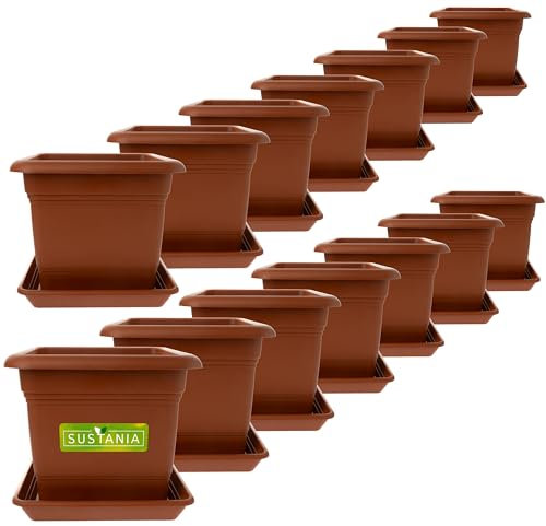 2friends Sustania Grand bac à Plantes extérieur Set de 14-40x40 Robuste Pot de Fleurs, Grand bac à Fleurs, Cache-Pot Terracotta, Pot de Plantes Haut pour Jardin & terrasse