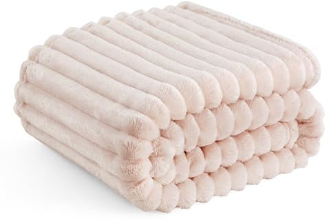 Bedsure Couverture Moelleuse en Polaire – Couverture Douce et Chaude en Cordon Grossier pour lit et canapé Poudre de Diamant, 150 x 200 cm