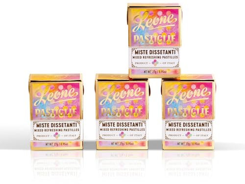 Leone dal 1857 - Pastiglie Leone Miste Dissetanti - Scatoletta Caramelle Leone - Caramelle Miste Senza Glutine e Vegane - 4 scatoline da 27g (4 x 27g)
