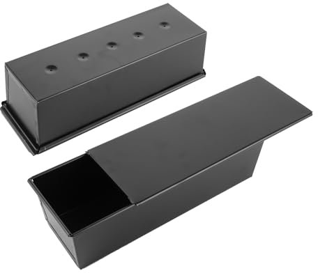 SHUESS 2 Pièces Moule a Pain avec Couvercle, Noir Anti-adhésif Moule Pain de Mie, Moule Pain de Mie pour la Cuisson, Maison, Cuisine, Moule a Pain pour Pain et Pain Grillé-32,5 x 12 x 9 cm