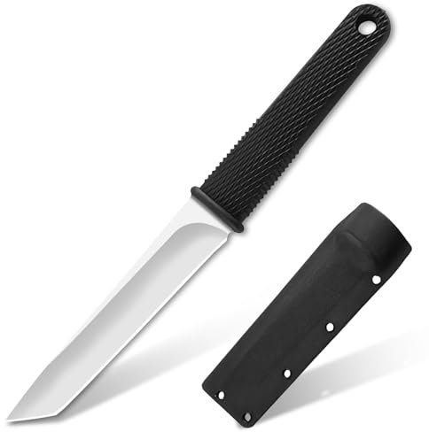 TIMKOSS Outdoor Jagdmesser Survival Camping EDC Taschenmesser mit Scheide Kydex, Scharfes Überlebensmesser für Wandern und Angeln, Feststehende Edelstahl Klinge (Weiß)