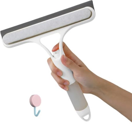 Theuwnee® 3 en 1 Rasqueta Limpiacristales para Ducha,con Borrador de Esponja y regadera, Limpiacristales para Ducha, baño, Azulejos, Espejos, Ventana, Regalar un Gancho (Blanco)