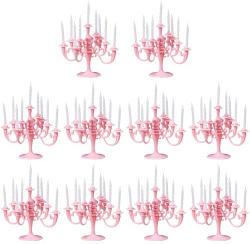 Mini Candelabra Cake Topper 10 Pcs Candlestick Candle Holder Dessert Food Cake Topper for Christmas Wedding Birthday Decor