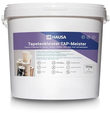 Hausa Tapetenkleister TAP-Meister 10kg Fertigkleister für Tapeten aller Art: Glasfaser-, Raufaser-, Struktur-, Vlies-, Vinyltapeten, hohe Anfangsklebkraft, extra stark, feuchtigkeitsbeständig