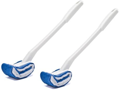 Toilet Brush Bowl Brush Bathroom Brush Under Rim Toilet Brush Scracth-Free Curved Good Grip Easy to use deep Cleaning No Scratching, Anti-Splashing Easy to Store (2pc White)