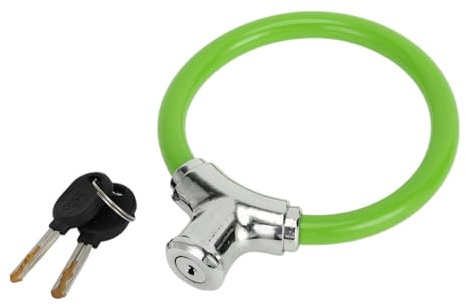 Hihaha Bicycle Lock/Portable Ring Cable Anti-Theft Bike Lock for Mountain Bike Road Bike/Stackable Mini Ring Lock Zinc Alloy Steel 42cm / 1 Pc Green