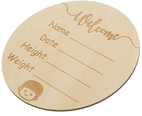 JOINPAYA Holz Geburtsschild Rund Neugeborenen Namensschild Ankündigungsplakat Für Babyzimmer Geschenk Zur Babyparty Mit Druckdesign