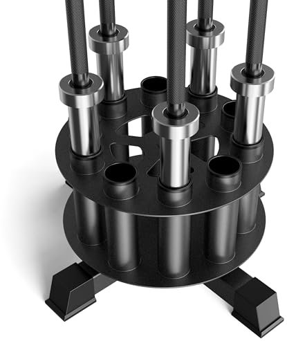 EVERYMATE Vertikaler Langhantelhalter: drehbarer Langhantelhalter, Bodenständer, robuster Langhantelständer, passend für 5,1 cm olympische Hantelstangen, Curlstangen, Trizepsstangen,