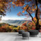 Luowenji Papier Peint Panoramique Paysage D'automne 150x105 cm 3D Papier Peint Intissé Forêt Photo Trompe l'oeil Poster Grand Mural Salon Chambre Enfant Chambre Décoration Murale a.5889