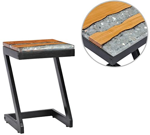 MOBCANT Couchtisch, Beistelltische Wohnzimmer möbel Sofa Tisch Wohnzimmertisch Geeignet für Teehaus Büro Schlafzimmer Wohnung 30 x 30 x 50 cm Massivholz Teak und Polyresin