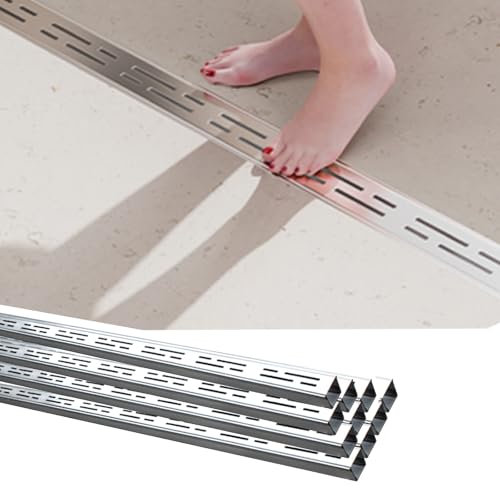 Ablaufgitter Abflussgitter Schmal Drainage-Graben (Satz Von 5/10), Kanalabfluss-Kit Mit Gitterrost Für Draußen Und Drinnen, Hochbelastbar Innenhof Abläufe Und Roste Für Auffahrt Mit Pflastersteinen(10