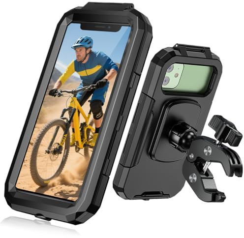 Faneam Wasserdicht Handyhalter Fahrrad, Motorrad Handyhalterung 360​​° Drehbar Handyhalter für Fahrrad Lenker Universell für Smartphone 5.5 – 6.8 Zoll, Stoßfest, Touch ID und Face ID