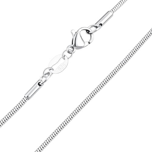 KENYG Delicate S925 Silver 16 18 20 22'' 24 26'' 28 30 Inch 1.0mm Thick Snake Chain Choker Necklace Jewellery (16.0 Inches)
