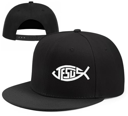 Herren-Snapback-Hüte mit flacher Krempe, schwarzer Schnapprucksack, Väter, Jesus, christlicher Fisch, enganliegender Hut, Trucker, coole Rock-Roll-Baseballkappe, Angeln, König, Lord-Sportkappe