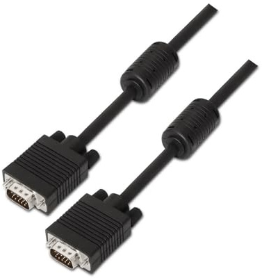 VoltShine Câble SVGA de 10 m avec connecteurs HDB15M et ferrite noir, idéal pour connecter des moniteurs et des projecteurs.