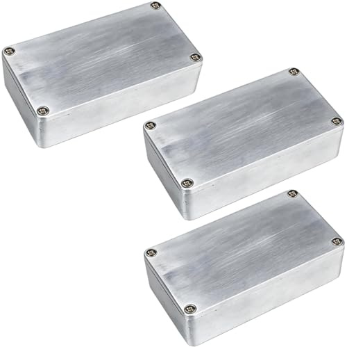 LKRXW 3 Stück 1590B Gitarren Effektpedal Gehäuse Stompbox Alu Pedalbox | Aluminium-Druckguss-Gehäuse Elektronik Projektgehäuse Metall Druckguss Alu Gehäuse Gitarreneffektpedal 112mmx60mmx31mm
