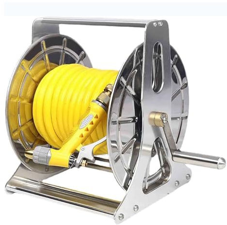 COUCHO Carrello avvolgitubo in Metallo da 60 m, Supporto Porta Tubo in Acciaio Inox, Carrello Porta Tubo dell'Acqua Portatile, Tubo dell'Acqua da Giardino in Acciaio Inox per Esterni, Senza Tubo