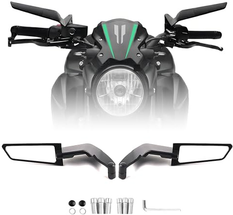 Motorcycle Stealth Wing Rear View Mirrors 360° Adjustable Aluminium Alloy Mirrors for Z1000 Z900 Z800 Z650 Universal 10mm Fitment (Small size anti-glare)