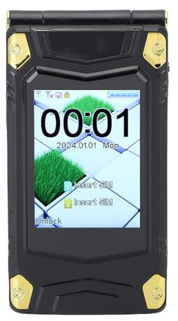 YUEHISY Flip -Telefon mit Großen Schriftarten, Sprachabschluss, 9 Quick Dial, 3,0 interner + 2,6 Externer Bildschirm, 4800mah, Dual SIM Entsperrt (Black)