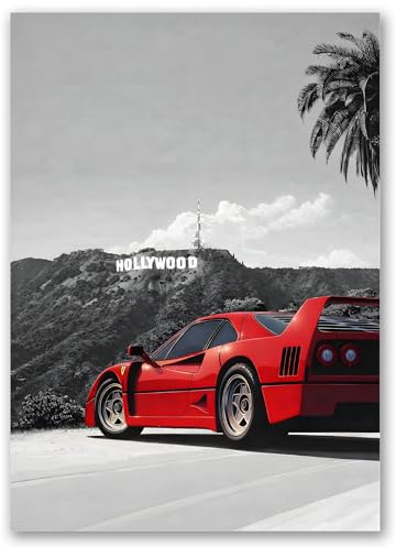 SALVADERO Ikonisches Automobil- & Lifestyle-Poster – Hochwertiger Druck, Premium-Wanddekoration ohne Rahmen (Hollywood Drive, 70L x 50B cm)