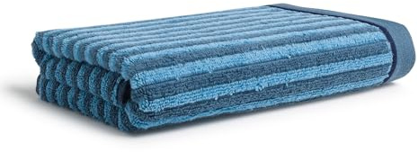Möve Geometric Shapes Stripes Duschtuch 67 x 140 cm aus 100% Baumwolle, Steel Blue