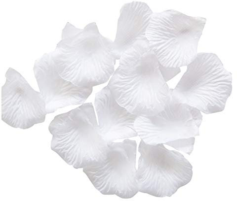 JZK 1000x Weiß Seide Rose Konfetti Rosenblätter Rosenblüten Dekoration Tischdeko für Hochzeit Party Valentinstag Heiratsantrag