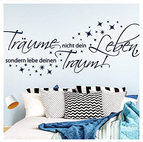 Wandora Wandtattoo Spruch Träume nicht dein Leben I flieder (BxH) 120 x 46 cm I Sterne Schlafzimmer Flur Sticker Aufkleber Wandaufkleber Wandsticker W1456