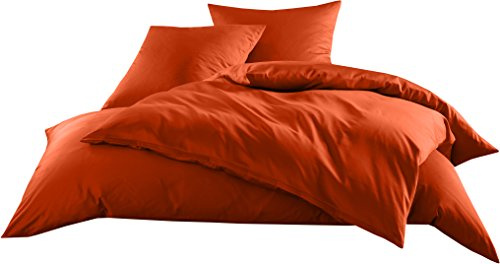 Bettwaesche-mit-Stil Mako-Satin Baumwollsatin Bettwäsche Uni einfarbig zum Kombinieren (Kissenbezug 40 cm x 80 cm, Orange) viele Farben & Größen