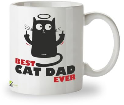 Kruzroyal DZ071 Best Cat Dad Ever/Cat Lover Coffee Tea Mug | Rude Gift for Men, Husband | Novelty Coffee Cup, Father's Day, Birthday Present for Him, 11oz