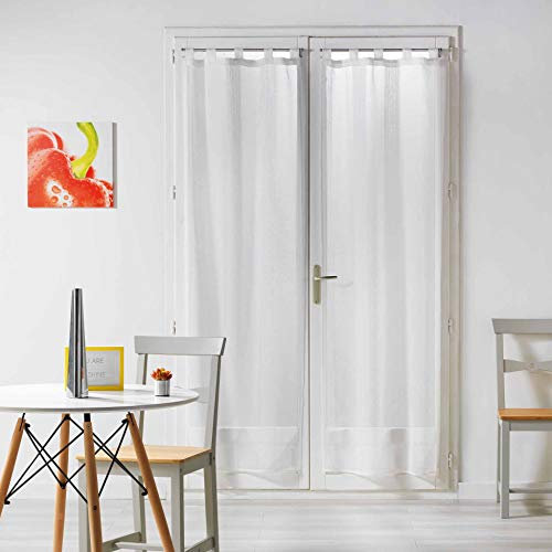 Douceur d'Intérieur Salina Tendaggio Fiocco Con Passanti, Bianco, 2 x 70 x 200 CM