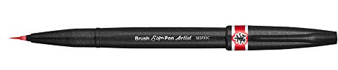 Pentel SESF30C-BX Brush Sign Pen Artist - Pinselstift mit extra feiner Pinsel-Spitze, 1 Stück rot