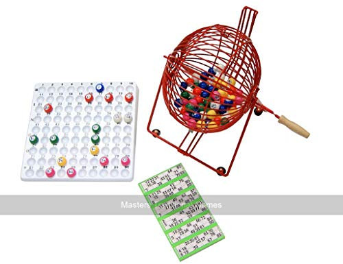 Masters Traditional Games Standard Bingo Cage Set - Tombola Game for Pubs - Home Bingo Game - Metal tombola Cage, 90 Balls, Tray and Tickets - Family Game - Lotto