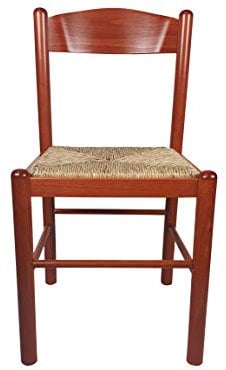 Sedia Pisa, In Legno Massello, Seduta in Paglia, Varie Colorazioni Disponibili (Ciliegio)