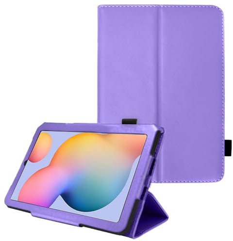 TECHGEAR Coque Cuir Compatible avec Samsung Galaxy Tab S6 Lite 10.4 Pouces 2020 (SM-P610 / SM-P615) Housse de Protection en Cuir PU avec Support Stand et Prise Main [Violet]