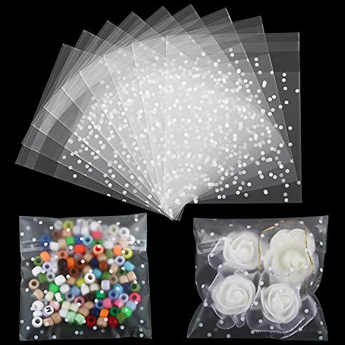 200 Stück Tütchen Cellophantüten Selbstklebend Plastiktüten Klein Flachbeutel Geschenktüten für Süßigkeiten Plätzchen Gebäck Schoolade (Weiß (10x10cm))