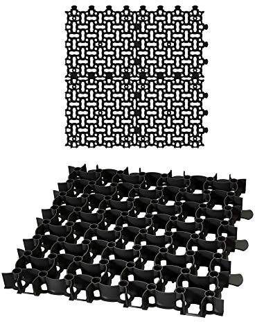 BigDean 4X Rasengitter Paddockplatte SCHWARZ 50x50 cm Rasenmatten Rasenwaben Kiesgitter Parkplatzrasen 1m²