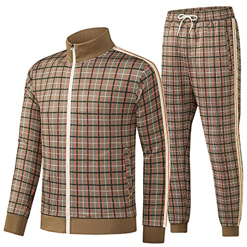 W JIANWANG Trainingsanzug Herren Fußball Traningsanzuganzug Sportanzug Freizeitanzug Sport Jogging Anzug Für Männer Trainingsanzüge Fussball Laufanzug Jogginganzug Set Braun 2301 M