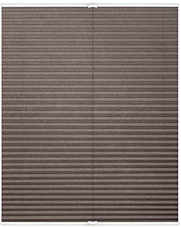 Lichtblick Plissee Klemmfix, ohne Bohren, verspannt, lichtdurchlässig, Blickdicht, Uni, mit eleganter Crushed Optik Taupe,60 cm x 210 cm (B x L)