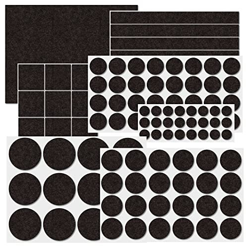 SeKi Filzgleiter Sortiment 106 Teile (Eckig/Rund) in -Braun- Filz Pads Selbstklebend, Filzunterleger, Möbelgleiter - der Schutz für Ihre Möbel & Stühle/für alle Böden geeignet