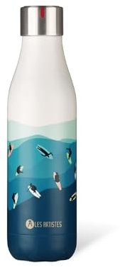 LES ARTISTES Paris A-4308 Bottle'Up, Thermos 500 ml, Gourde isotherme sans BPA, Réutilisable, Garde au chaud 12h et au froid 24h, Acier Inoxydable, Design Surf