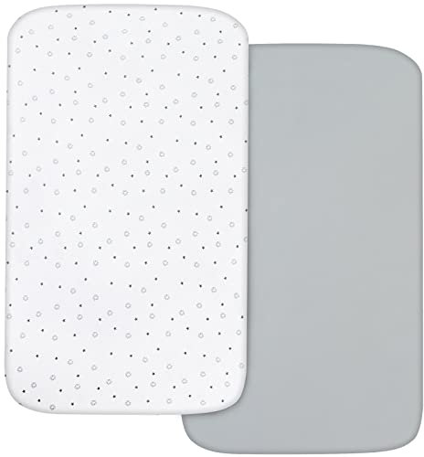 Next to Me Crib Sheets Fitted 83x50cm, Baby Bedside Crib Sheets 2 Pack, Ultra Soft, Grey & White Star