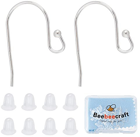 Beebeecraft 10 Paar/Box Ohrhaken Mit Kugelende - 925 Sterling Silber Französische Ohrringe 16.5x12mm Für Drop Dangle Ohrringzubehör DIY Schmuckherstellung