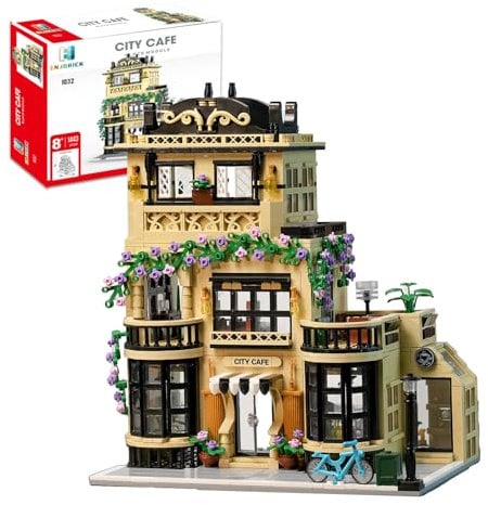 ENJBRICK Blumen Stadt Kaffeehaus Bausatz Kompatibel mit Lego für Adutls, Architektur Bauhaus Kit für Jungen und Mädchen 8-14 Jahre 144 3PCS