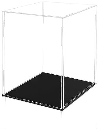 TSKDKIT Acryl Vitrine Schaukasten für Lego, Acryl-Schaukasten für Lego Darth Vader Helm mit schwarzem Boden, Staubdichte Aufbewahrungsvitrine für Actionfiguren Funko Pop Modell, 20 x 20 x 25 cm