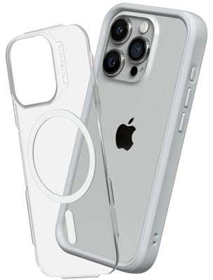 RhinoShield Modulares Case kompatibel mit MagSafe für [iPhone 15 Pro Max] | Mod NX - Überragender Magnet, Individuell anpassbare, strapazierfähige Schutzhülle 3.5M / 11ft Fallschutz - Platinum Grau