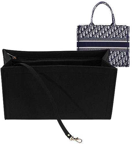 LOUKAYCCI Geldbörsen-Organizer-Einsatz für Dior-Bücher-Tragetasche, großer Beuteleinsatz, Premium-Filz-Einsatz, mehrere Taschen, Größe XL, Schwarz
