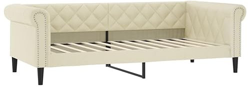 vidaXL Tagesbett, Gästebett 2-in-1, Sofabett Schlafsofa für Schlafzimmer Wohnzimmer, Bettsofa Sofa, Modernes Design, Creme 100x200cm Kunstleder